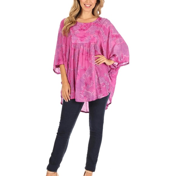 Tie Dye Lace/Sequin Embroidered Tunic or Cover Up. - Picture 5 of 9